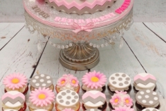 Polka_dots_pink_and_grey_retirement_Cake