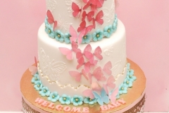 White_and_coral_baby_shower_cake