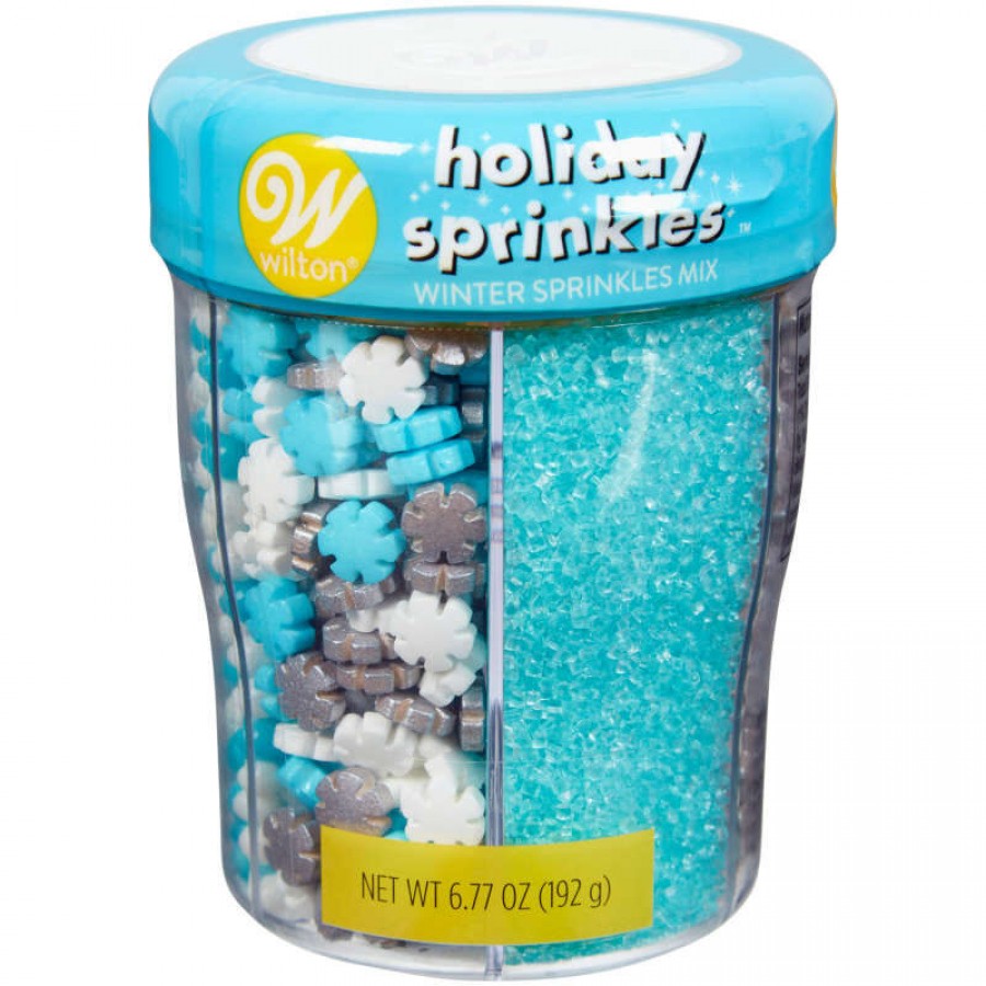 6-Cell Silver and Blue Holiday Sprinkles, 6.77 oz. - Mia Cake House