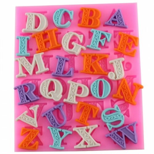 Delicate Lace Letters Alphabet Silicone  Molds Fondant