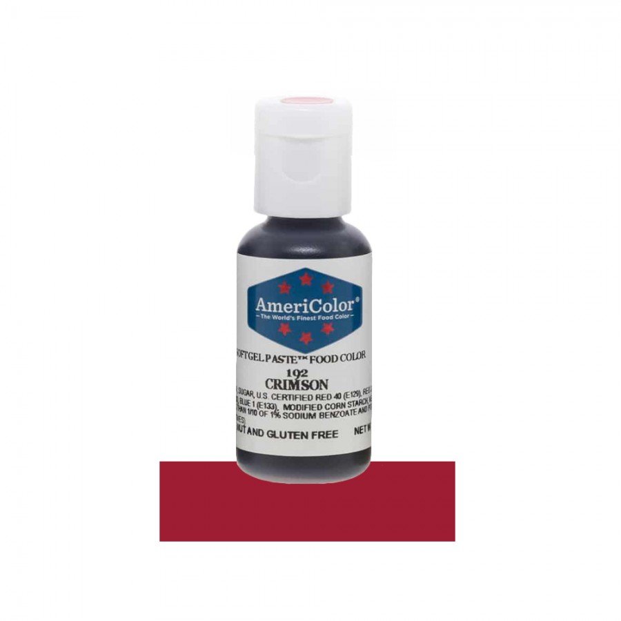 Americolor Crimson Soft Gel Paste Food Coloring, .75 oz Mia Cake House