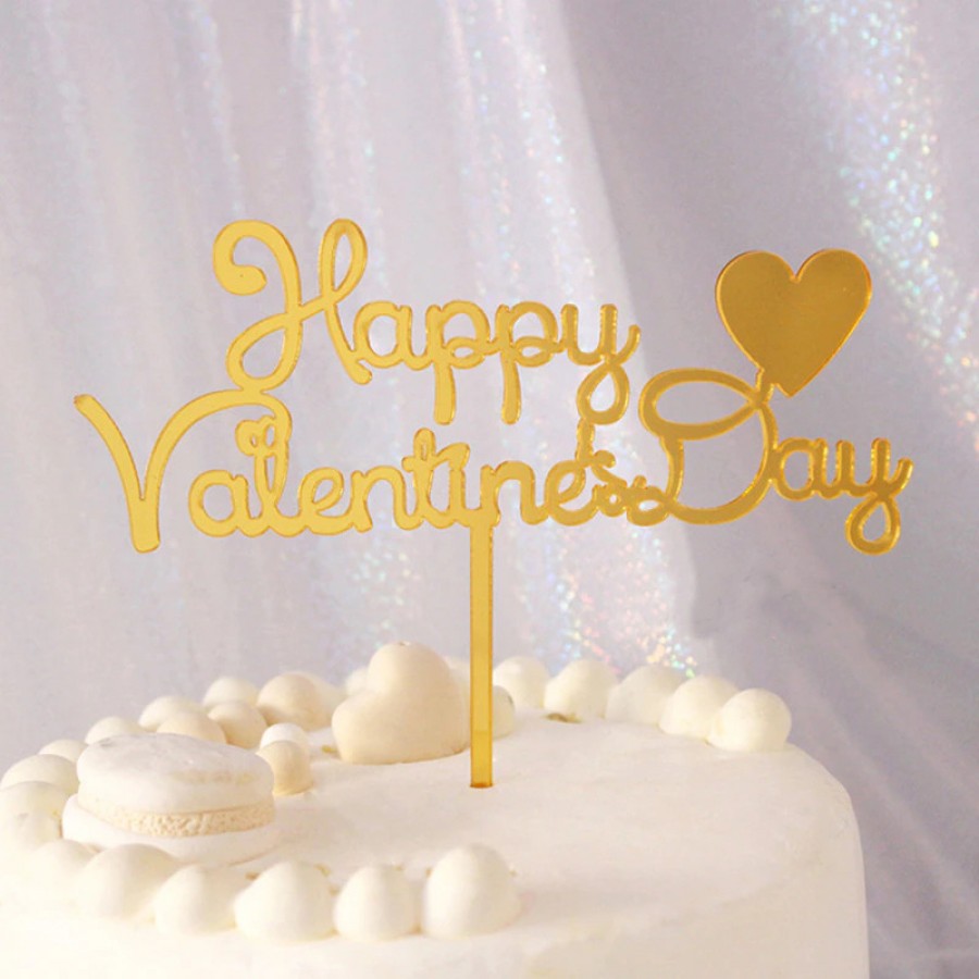 Happy Valentines Gold Cake Topper - Mia Cake House