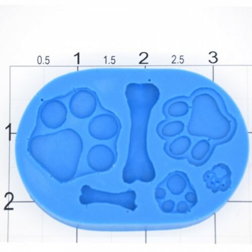 Dog Paws & Bones Silicone Mold, 6 Cav