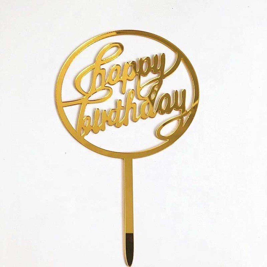 Happy Birthday Topper Gold Circle - Mia Cake House